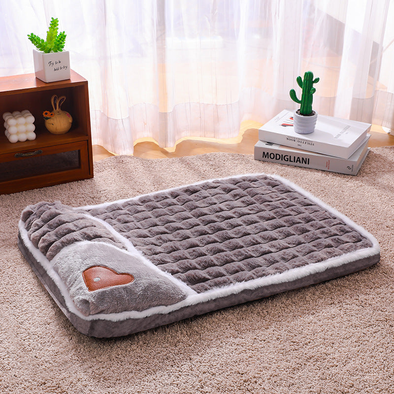 Thickened Pet Sofa Bed S Size 40x25cm Grey Dog Mat with Integrated Pillow Soft Washable Sleeping Pad for Dogs and Cats All Season Comfort