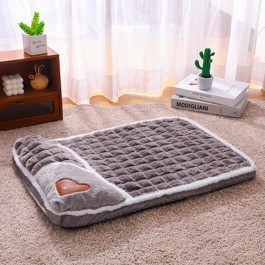 Thickened Pet Sofa Bed S Size 40x25cm Grey Dog Mat with Integrated Pillow Soft Washable Sleeping Pad for Dogs and Cats All Season Comfort