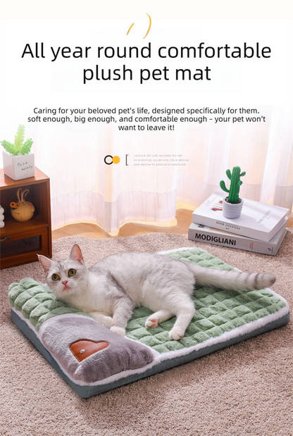 Thickened Pet Sofa Bed S Size 40x25cm Grey Dog Mat with Integrated Pillow Soft Washable Sleeping Pad for Dogs and Cats All Season Comfort