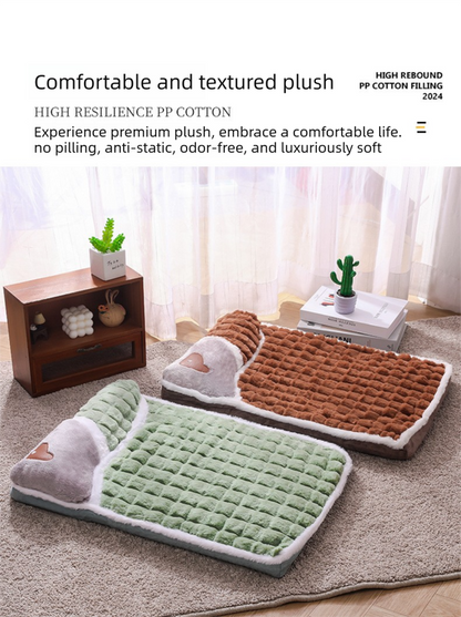 Thickened Pet Sofa Bed S Size 40x25cm Grey Dog Mat with Integrated Pillow Soft Washable Sleeping Pad for Dogs and Cats All Season Comfort