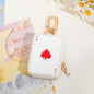 Ace of Hearts Mini Pouch Keychain PU Leather Coin Purse Earphone Case Bag Charm Cute Playing Card Keyring Gift