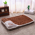 Thickened Pet Sofa Bed L Size 60x40cm Coffee Dog Mat with Integrated Pillow Soft Washable Sleeping Pad for Dogs and Cats All Season Comfort