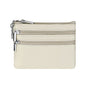 Genuine Leather Coin Purse Mini Wallet with Triple Zipper Pockets Key Ring Holder Pouch for Cash & Cards - Milky white
