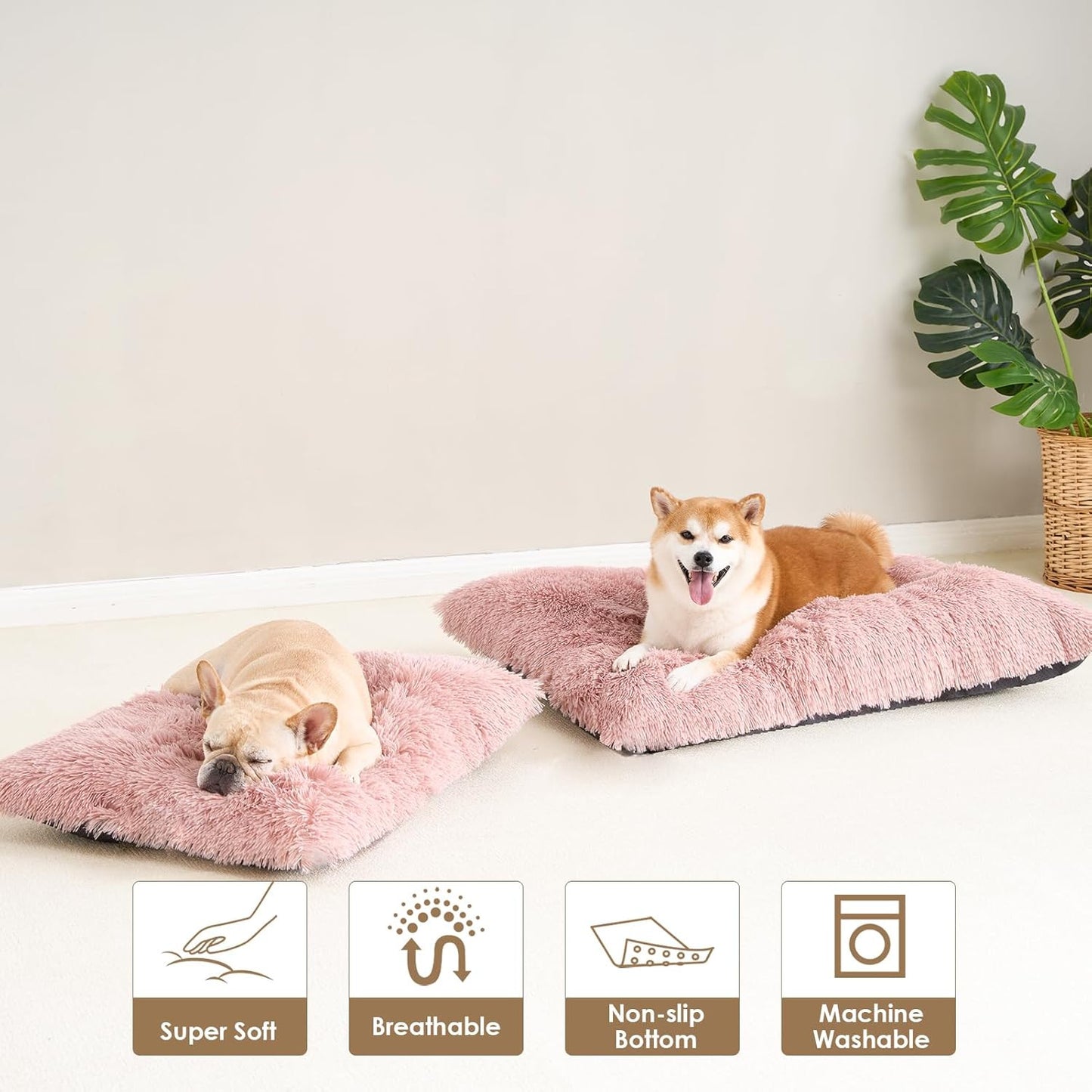 Luxury Long Plush Pet Bed Mat Faux Fur Crate Pad 45x30cm Dark Offee Soft Warm Cushion for Cats & Small Dogs