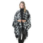 Women's Plaid Open-Front Poncho Cape – Soft Faux Cashmere Scarf Wrap with Tassel Detail (130 x 150cm)- Style P727