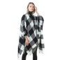 Women's Plaid Open-Front Poncho Cape – Soft Faux Cashmere Scarf Wrap with Tassel Detail (130 x 150cm)- Style P397