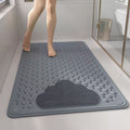 Grey Eco-Friendly Bath Mat with Massage Points - Anti-Slip Suction Cup Safety Bathroom Rug (L Size 86.5X53x2 CM)