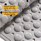 Khaki Eco-Friendly Bath Mat with Massage Points - Anti-Slip Suction Cup Safety Bathroom Rug (S Size 68.5X34x2 CM)