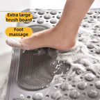 Khaki Eco-Friendly Bath Mat with Massage Points - Anti-Slip Suction Cup Safety Bathroom Rug (L Size 86.5X53x2 CM)