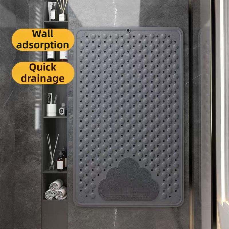 2-Pack Khaki Eco-Friendly Bath Mat with Massage Points - Anti-Slip Suction Cup Safety Bathroom Rug (M Size 75.5X44x2 CM)