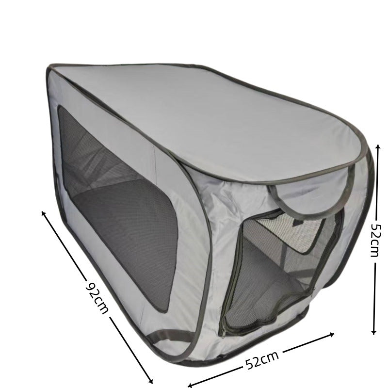 Grey Instant Pop-Up Foldable 4-Sided Pet Playpen & Car Crate - Breathable Scratch-Resistant Travel Kennel for Dogs & Cats (Open 92 x 52 x 52 CM , Folded 34 x 34 x 3 CM)