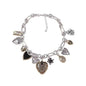 European and American Statement Exaggerated Heart & Floral Rhinestone Necklace - Adjustable Retro Chunky Clavicle Chain (Sliver)
