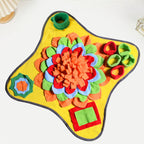 Yellow 48x48CM Durable Felt Cloth Pet Puzzle Sniffing Mat - Mental Stimulation & Slow Feeding Pad