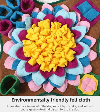 Yellow 48x48CM Durable Felt Cloth Pet Puzzle Sniffing Mat - Mental Stimulation & Slow Feeding Pad