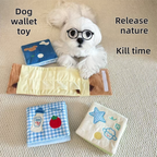 Soft Plush Interactive Sniffing Wallet with Hidden Treat Pockets (Style 1) - Squeaky Enrichment & Boredom Buster for Dog