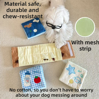 Soft Plush Interactive Sniffing Wallet with Hidden Treat Pockets (Style 2) - Squeaky Enrichment & Boredom Buster for Dog