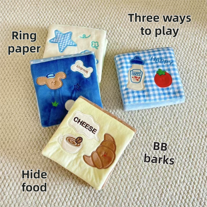 Soft Plush Interactive Sniffing Wallet with Hidden Treat Pockets (Style 2) - Squeaky Enrichment & Boredom Buster for Dog