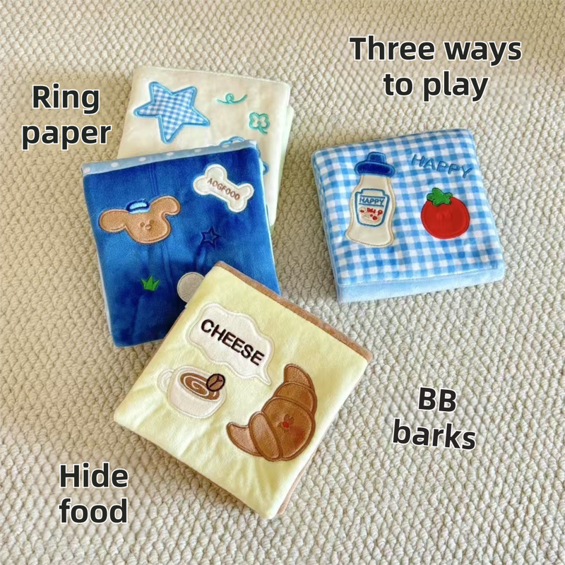 Soft Plush Interactive Sniffing Wallet with Hidden Treat Pockets (Style 4) - Squeaky Enrichment & Boredom Buster for Dog