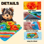 Brown 39X39CM Interactive Fleece Dog Sniffing Mat & Slow Feeder - Stress Relief IQ Training Scent Foraging Blanket for Indoor Cats and Dogs
