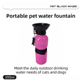 Pink 500ML Portable Pet Dog Water Bottle with 10cm Wide Bowl - Leakproof Travel Drinker for Outdoor Walking and Hiking