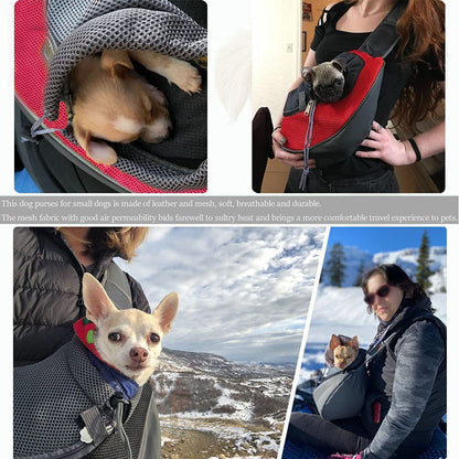 Green Hands-Free Pet Chest Carrier - Breathable Mesh Crossbody Bag for Dogs & Cats within 5KG