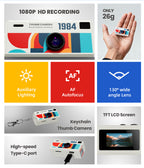 G6 Green Ultra-Mini Thumb Camera with 32GB Card, Card Reader & Adapter - HD Instant Pocket-Sized Action Cam for Students & Kids