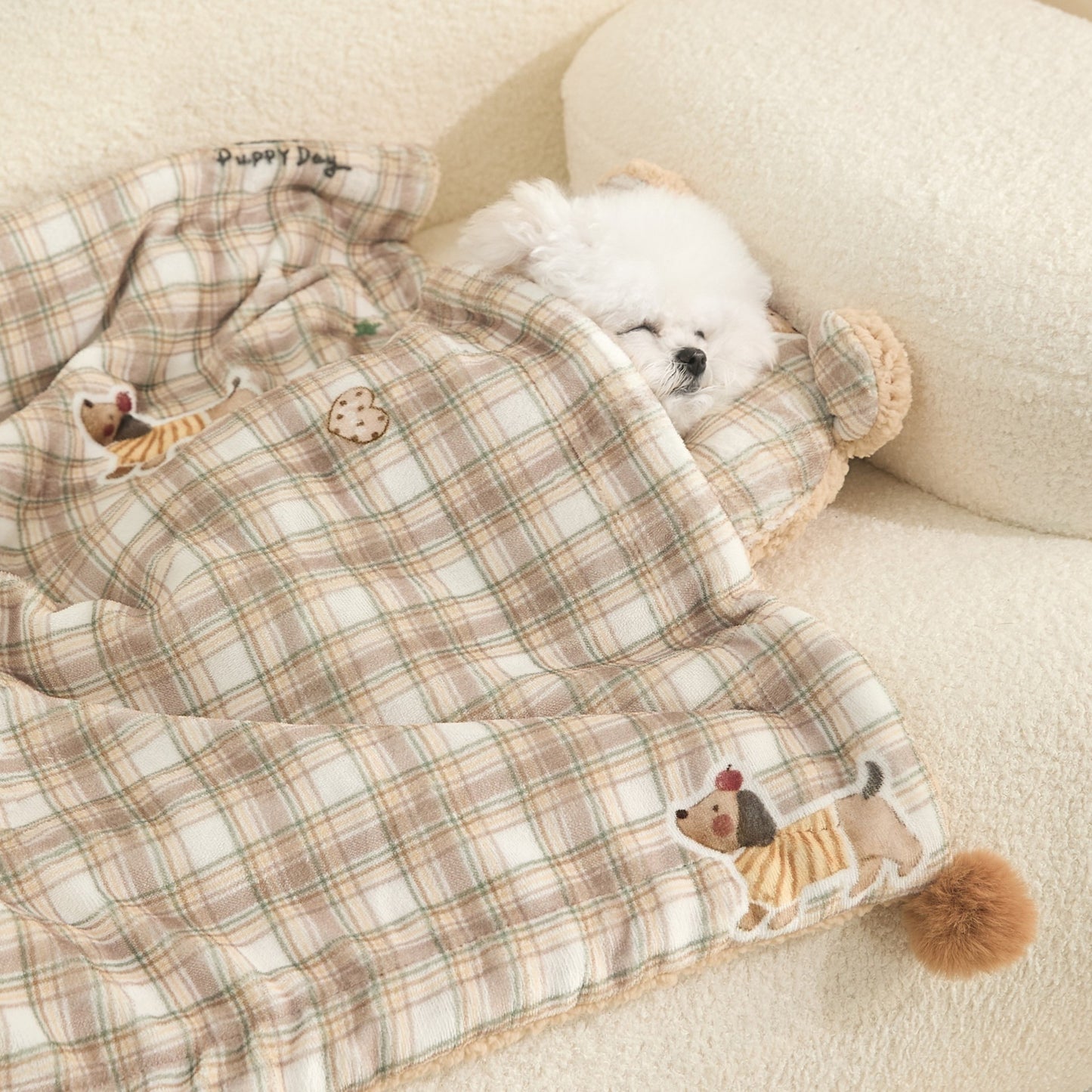 Plaid Puppy Premium Soft Fleece Dog Bed Mat/Quilt (XL Size 100 x 70 CM) - All-Season Reversible Warm Cat Nap Pad