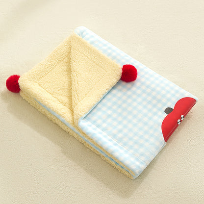 Plaid Apple Premium Soft Fleece Dog Bed Mat/Quilt (XL Size 100 x 70 CM) - All-Season Reversible Warm Cat Nap Pad
