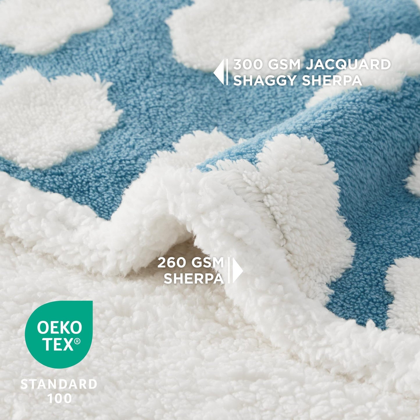 65 x 90 CM Waterproof Soft Sherpa Fleece Pet Blanket (Green Floral) - Reversible Thickened Furniture Protector for Dogs & Cats