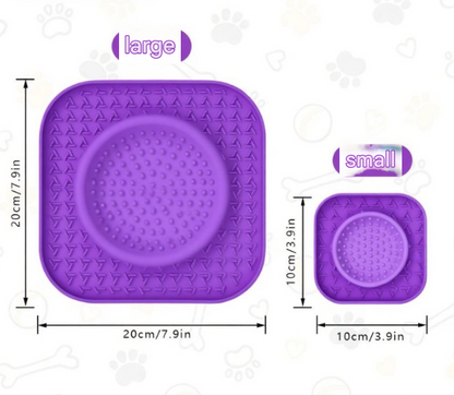 L Purple 2-Pack Premium Silicone Pet Lick Mat - Slow Feeder for Dogs and Cats with Powerful Suction Base - Anxiety Relief and Boredom Buster for Grooming and Bathing
