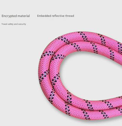 Pink 1.5m Heavy Duty Reflective Dog Leash | Soft Padded Handle | Thickened 1.3cm Climbing Rope Lead for Medium to Large Dogs