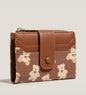 Brown Cute Bear Print Bifold Wallet - PU Leather & Polyester Card Holder with Zip Coin Purse & ID Window - Compact Foldable Wallet for Women & Students