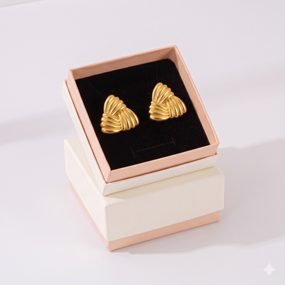 Combination B 18K Gold-Plated Stainless Steel Earring Set - 3 Pairs Minimalist Geometric Studs for Women with Gift Box Packaging