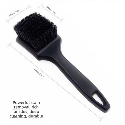 Black Car Tire & Detailing Brush  - 2-Pack Stiff Bristle Scrubber for Wheels, Mats, and Upholstery