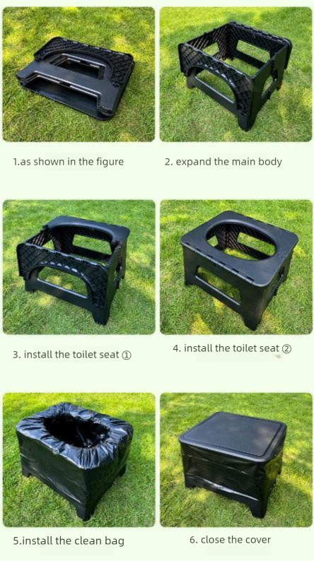 Brown  Large Portable Folding Camping Toilet Stool - Capacity Emergency Potty for Car, Outdoor Travel, and Hiking