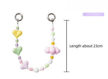 YKA-8 Trendy Double-Clasp Beaded Phone Wrist Strap - Colorful Acrylic & Metal Anti-Loss Lanyard with Spacer Gift