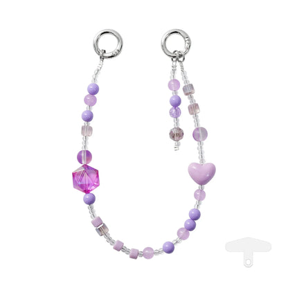 PFSKA17 Trendy Double-Clasp Beaded Phone Wrist Strap - Colorful Acrylic & Metal Anti-Loss Lanyard with Spacer Gift