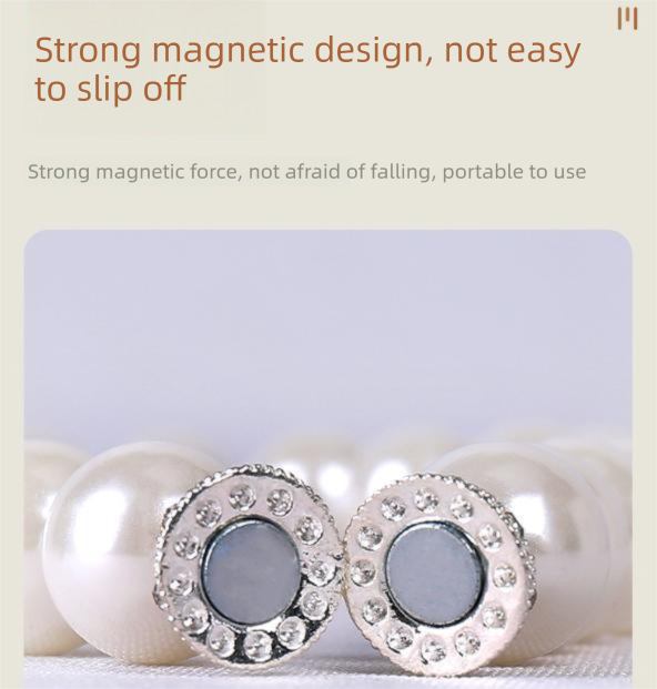 3 Pairs Magnetic Pearl Curtain Tiebacks（25cm） - No-Drill ABS Bead Holdback with Rhinestone Clasp