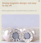 3 Pairs Magnetic Pearl Curtain Tiebacks（40cm） - No-Drill ABS Bead Holdback with Rhinestone Clasp