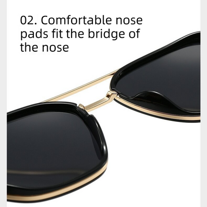 Gold and black Rectangular Sunglasses – Classic Frame Design with Adjustable Nose Pads for Daily Wear
