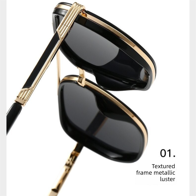 Glossy black Rectangular Sunglasses – Classic Frame Design with Adjustable Nose Pads for Daily Wear