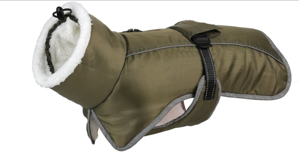 Green Dog Winter Jacket – Warm, Windproof & Waterproof Pet Coat with Fleece Lining and Reflective Strips for Cold Weather(Size: 2XL)