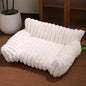 White  Plush Ribbed Pet Sofa Bed for Dogs and Cats - Thickened Milk Velvet Cushion, Large Comfy Dog Sofa(50*40*20cm)