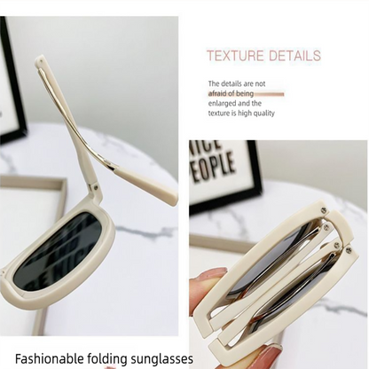 Pink Foldable UV400 Sunglasses for Men and Women – Lightweight Driving & Outdoor Sun Glasses with Hard Case, 18.4g TR+Metal Frame, Compact 32mm Folded Size