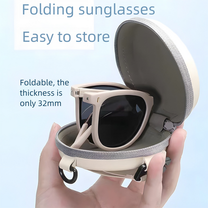 Pink Foldable UV400 Sunglasses for Men and Women – Lightweight Driving & Outdoor Sun Glasses with Hard Case, 18.4g TR+Metal Frame, Compact 32mm Folded Size