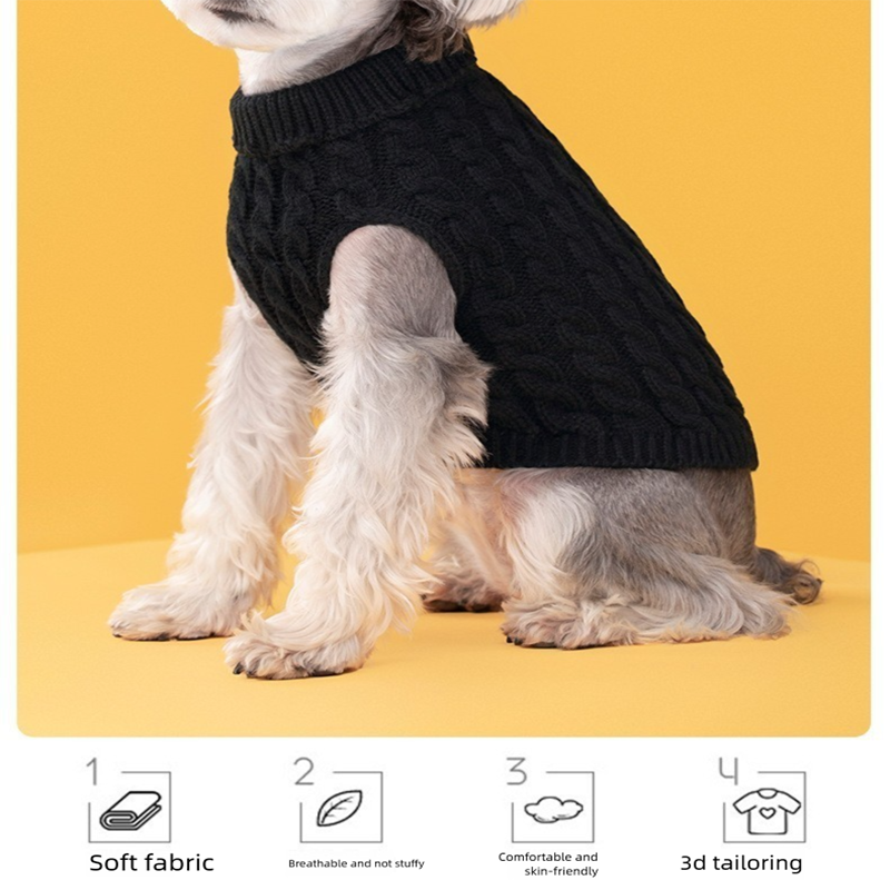 Red Fall & Winter Pet Knit Sweater – Solid Color Cable Knit Turtleneck for Small Dogs, Soft Breathable Warm Clothing with 3D Fit Design, Ideal for Teddy, Poodle, and Bichon(Size: XL)