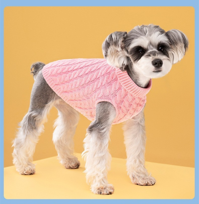 White Fall & Winter Pet Knit Sweater – Solid Color Cable Knit Turtleneck for Small Dogs, Soft Breathable Warm Clothing with 3D Fit Design, Ideal for Teddy, Poodle, and Bichon(Size: M)