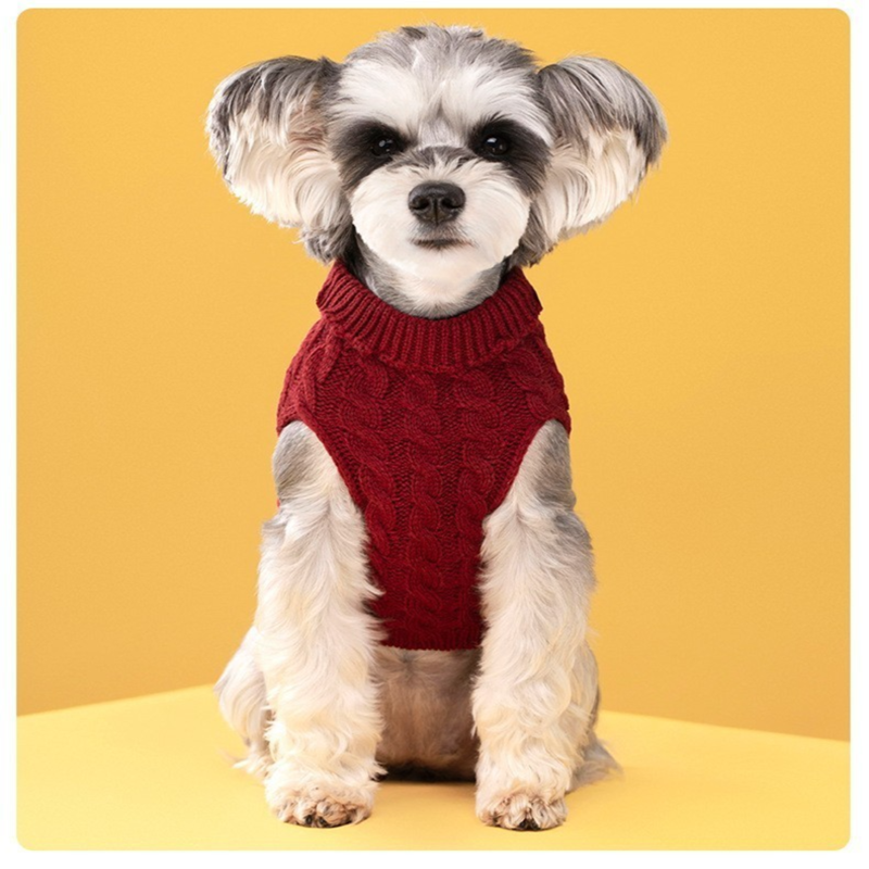 Grey Fall & Winter Pet Knit Sweater – Solid Color Cable Knit Turtleneck for Small Dogs, Soft Breathable Warm Clothing with 3D Fit Design, Ideal for Teddy, Poodle, and Bichon(Size: XS)