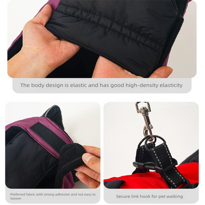 Green Thickened Winter Dog Coat with Reflective Strips – Waterproof, Windproof Pet Jacket for Small to Medium Dogs, Adjustable Fit with Detachable Leash Hook and Decorative Velcro Patch(Size: M)