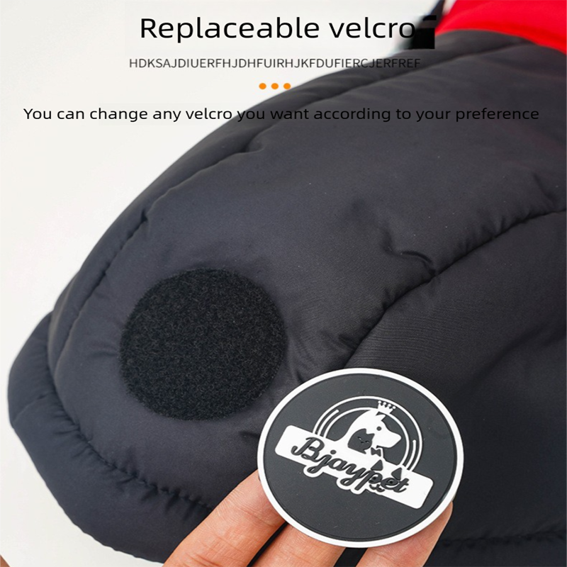Red Thickened Winter Dog Coat with Reflective Strips – Waterproof, Windproof Pet Jacket for Small to Medium Dogs, Adjustable Fit with Detachable Leash Hook and Decorative Velcro Patch(Size: XL)